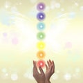 Healing Hands and seven chakras Royalty Free Stock Photo