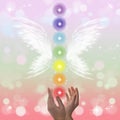 Healing Hands and seven chakras Royalty Free Stock Photo