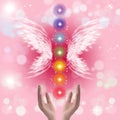 Healing Hands and seven chakras Royalty Free Stock Photo