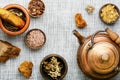 Healing herbs in herbal medicine Royalty Free Stock Photo