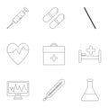 Healing icons set, outline style