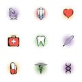 Healing icons set, pop-art style