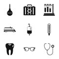 Healing icons set, simple style