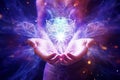 Healing Reiki Energy. Transformative power of healing Reiki energy, emanating from hands. Ai generated Royalty Free Stock Photo