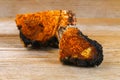 Healing tea from birch mushroom chaga is used in folk medicine. Royalty Free Stock Photo