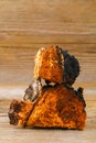 Healing tea from birch mushroom chaga is used in folk medicine. Royalty Free Stock Photo