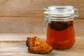 Healing tea from birch mushroom chaga is used in folk medicine. Royalty Free Stock Photo