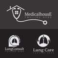 Healt care and medical icon, pharmaceutical medicine symbol, doctor stethoscope logo, healthy lung, bowel, human anatomy ,