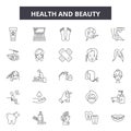 Health and beauty line icons, signs, vector set, outline illustration concept Royalty Free Stock Photo