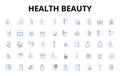 Health beauty linear icons set. Radiant, Nourished, Refreshed, Youthful, Clear, Glowing, T vector symbols and line