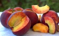 Fresh juicy peach fruit organic food. The natural antioxidants in fruits and vegetables help keep your body working at its best Royalty Free Stock Photo