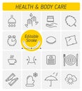 The healthy lifestyle outline vector icon set Royalty Free Stock Photo