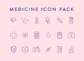 Health, bold line icons. Medicine, health care, pharmaceutics, hospital, line icons