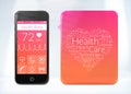 Health book application for smartphone with word cloud sticker