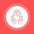 Health care cardiovascular system color button icon. Cardiology.