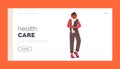 Health Care at Cold Weather Landing Page Template. Black Girl Freeze due to Low Degrees Temperature, Shivering Female