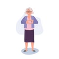 health care concept. Grandmother, Senior Woman doing hand sign heart gesture. Flat vector cartoon illustration