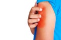 Itching of skin diseases in men using the hand-scratching. Man scratch the arm