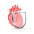 Abstract human heart with a shield. Royalty Free Stock Photo