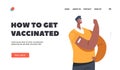 Health Care, Covid Immunity Landing Page Template. Young African Man Immunization, Vaccinated Man Show Patch on Shoulder