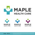 Health Care Cross Maple Leaf Icon Vector Logo Template Illustration Design. Vector EPS 10