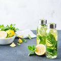 Fresh cool lemon cucumber mint infused water detox drink Royalty Free Stock Photo