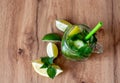 Health care, fitness, healthy nutrition diet concept. Fresh cool lemon cucumber mint infused water, cocktail, detox Royalty Free Stock Photo