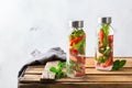 Fresh cool strawberry mint infused water detox drink