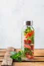 Fresh cool strawberry mint infused water detox drink