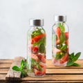 Fresh cool strawberry mint infused water detox drink