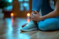 health care. Foot flatfoot concept, close up of woman painful foot