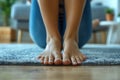 health care. Foot flatfoot concept, close up of woman painful foot