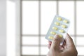 health care holding at drugstore Pack birth control pills pharm Royalty Free Stock Photo