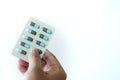 health care holding at drugstore Pack birth control pills pharm Royalty Free Stock Photo