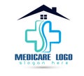 Health care home sign logo concept wave logo