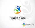 health care logo creative hand and people abstract nature herbal medical icon design vector Royalty Free Stock Photo