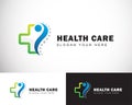 health care logo creative sign symbol plus people spine clinic hospital doctor design concept