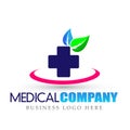 Health care medical cross nature leaf logo icon on white background