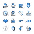 Health care medical help lineart flat vector icon set. Royalty Free Stock Photo