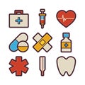 Health Care and Medical Items Modern Flat Icons Set Royalty Free Stock Photo