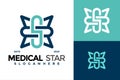 Health Care Medical Star Logo design vector symbol icon illustration