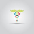 Health care and medicine logo with snakes icon