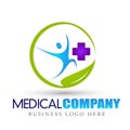 Health care nature medical cross people logo icon on white background