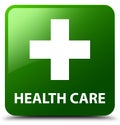 Health care (plus sign) green square button