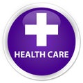 Health care (plus sign) premium purple round button