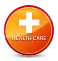 Health care (plus sign) special glassy orange round button