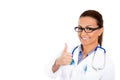 Health care professional or nurse or doctor or dentist giving thumbs up sign Royalty Free Stock Photo