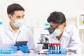 Health care researchers working in biological science laboratories. Royalty Free Stock Photo