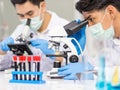 Health care researchers working in biological science laboratories. Royalty Free Stock Photo