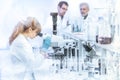 Health care researchers working in scientific laboratory. Royalty Free Stock Photo